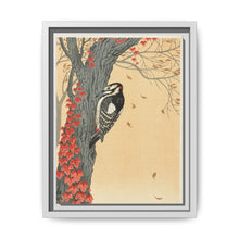 Great spotted woodpecker in tree with red ivy (1925 - 1936) by Ohara Koson