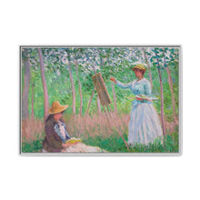In the Woods at Giverny, Blanche Hoschedé at Her Easel with Suzanne Hoschedé Reading (1887) by Claude Monet - NOMADEN ART GALLERY