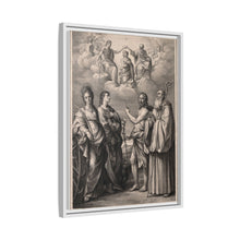 The coronation of the Virgin with four saints: Saint Catherine of Alexandria, Saint John the Evangelist, Saint John the Baptist and Saint Benedict or Saint Romuald. Drawing by F. Rosaspina, c. 1830, after G. Reni.