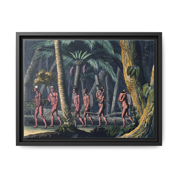 Puri Indians by the Paraiba river, Brazil. Coloured aquatint by P. Fumagalli, ca. 1821, after M. Zu Wied-Neuwied. - NOMADEN ART GALLERY