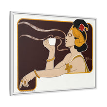 Poster showing woman holding up glass of coffee (Rajah brand) (1897) chromolithograph by Henri Meunier.
