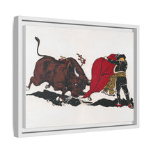 Matador and bull, aesthetic woodcut