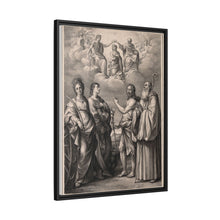The coronation of the Virgin with four saints: Saint Catherine of Alexandria, Saint John the Evangelist, Saint John the Baptist and Saint Benedict or Saint Romuald. Drawing by F. Rosaspina, c. 1830, after G. Reni.