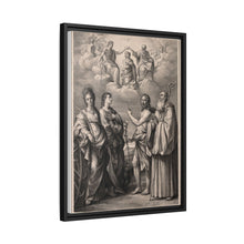 The coronation of the Virgin with four saints: Saint Catherine of Alexandria, Saint John the Evangelist, Saint John the Baptist and Saint Benedict or Saint Romuald. Drawing by F. Rosaspina, c. 1830, after G. Reni.