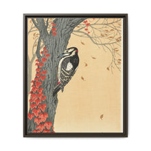 Great spotted woodpecker in tree with red ivy (1925 - 1936) by Ohara Koson