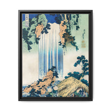 Yoro Waterfall in Mino Province by Katsushika Hokusai (1760-1849) a traditional Japanese Ukyio-e style illustration of two travellers looking at a waterfall and some travelers resting at the side. - NOMADEN ART GALLERY