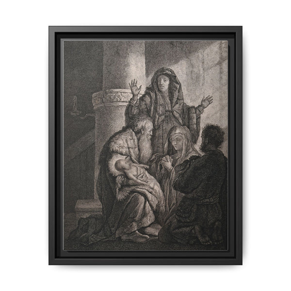Simeon recognises the infant Jesus as saviour. Etching by C.W. Weisbrod after Rembrandt, 1627-8. - NOMADEN ART GALLERY