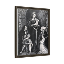 Saint Mary (the Blessed Virgin) with the Christ Child and a family as donors. Lithograph by F.S. Hanfstaengl, 1832 , after H. Holbein.