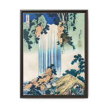 Yoro Waterfall in Mino Province by Katsushika Hokusai (1760-1849) a traditional Japanese Ukyio-e style illustration of two travellers looking at a waterfall and some travelers resting at the side. - NOMADEN ART GALLERY