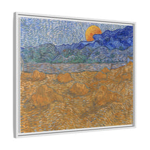 Landschap met korenschelven en opkomende maan (1889) by Vincent van Gogh - NOMADEN ART GALLERY