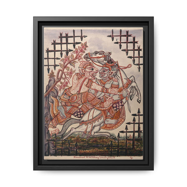 A scene from the Ramayana: Hanuman catching Virunyananti . Gouache painting by a Thai artist. - NOMADEN ART GALLERY