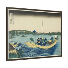 Viewing Sunset over the Ryogoku Bridge from the Onmaya Embankment (Onmayagashi yori Ryogokubashi sekiyo o miru), from the series 
