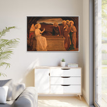 The women at the grave of Christ: anangel tells them that he is risen. Colour lithograph by M. and N. Hanhart after J.E. Goodall after Fra Angelico.