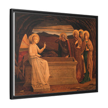 The women at the grave of Christ: anangel tells them that he is risen. Colour lithograph by M. and N. Hanhart after J.E. Goodall after Fra Angelico.