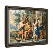 Tobias restoring the eyesight of Tobit in the presence of Raphael and Anna. Gouache painting by a Spanish painter, 19th century.