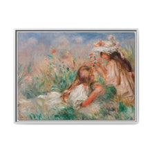 Girls in the Grass Arranging a Bouquet (Fillette couchée sur l'herbe et jeune fille arrangeant un bouquet) (1890) by Pierre-Auguste Renoir. - NOMADEN ART GALLERY
