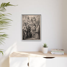 The coronation of the Virgin with four saints: Saint Catherine of Alexandria, Saint John the Evangelist, Saint John the Baptist and Saint Benedict or Saint Romuald. Drawing by F. Rosaspina, c. 1830, after G. Reni.