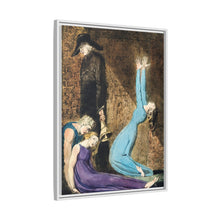 Man supporting a supine woman, an aged man with bell, and a woman in a blue dress raising arms illustration from Europe: a Prophecy by William Blake (1752-1827)