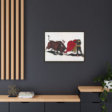 Matador and bull, aesthetic woodcut