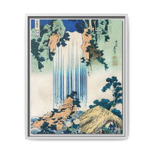 Yoro Waterfall in Mino Province by Katsushika Hokusai (1760-1849) a traditional Japanese Ukyio-e style illustration of two travellers looking at a waterfall and some travelers resting at the side. - NOMADEN ART GALLERY