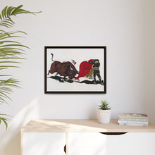 Matador and bull, aesthetic woodcut