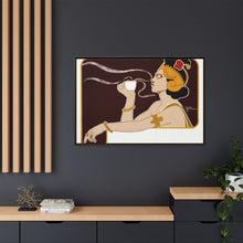 Poster showing woman holding up glass of coffee (Rajah brand) (1897) chromolithograph by Henri Meunier.