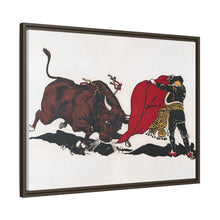 Matador and bull, aesthetic woodcut