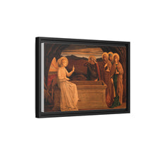 The women at the grave of Christ: anangel tells them that he is risen. Colour lithograph by M. and N. Hanhart after J.E. Goodall after Fra Angelico.