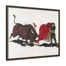 Matador and bull, aesthetic woodcut