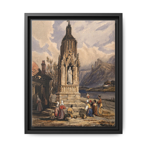 People near a river praying before the figure of a saint on a memorial cross - NOMADEN ART GALLERY