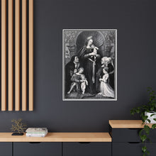 Saint Mary (the Blessed Virgin) with the Christ Child and a family as donors. Lithograph by F.S. Hanfstaengl, 1832 , after H. Holbein.