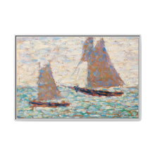 Two Sailboats at Grandcamp (Deux voiliers Ã Grandcamp) (ca. 1885) by Georges Seurat - NOMADEN ART GALLERY
