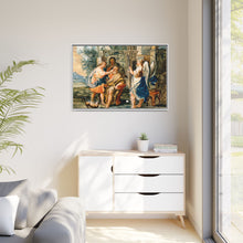 Tobias restoring the eyesight of Tobit in the presence of Raphael and Anna. Gouache painting by a Spanish painter, 19th century.