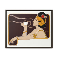 Poster showing woman holding up glass of coffee (Rajah brand) (1897) chromolithograph by Henri Meunier. - NOMADEN ART GALLERY