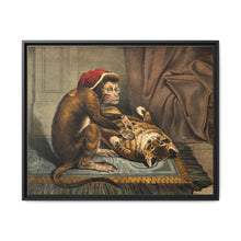 A monkey physician examining a cat patient for fleas. Coloured lithograph - NOMADEN ART GALLERY