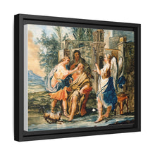 Tobias restoring the eyesight of Tobit in the presence of Raphael and Anna. Gouache painting by a Spanish painter, 19th century.