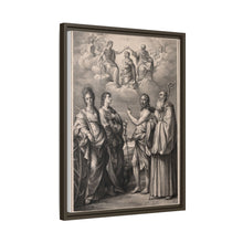The coronation of the Virgin with four saints: Saint Catherine of Alexandria, Saint John the Evangelist, Saint John the Baptist and Saint Benedict or Saint Romuald. Drawing by F. Rosaspina, c. 1830, after G. Reni.