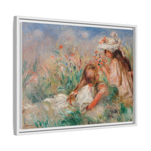 Mädchen im Gras arrangieren einen Blumenstrauß (Fillette couchée sur l'herbe et jeune fille arrangant un Bouquet) (1890) von Pierre-Auguste Renoir.