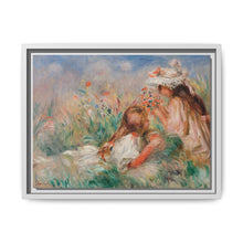 Girls in the Grass Arranging a Bouquet (Fillette couchée sur l'herbe et jeune fille arrangeant un bouquet) (1890) by Pierre-Auguste Renoir. - NOMADEN ART GALLERY
