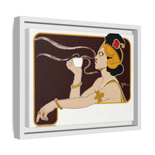 Poster showing woman holding up glass of coffee (Rajah brand) (1897) chromolithograph by Henri Meunier.