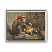 A monkey physician examining a cat patient for fleas. Coloured lithograph - NOMADEN ART GALLERY