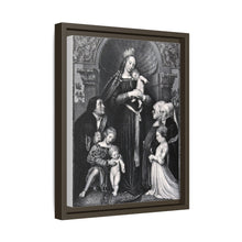Saint Mary (the Blessed Virgin) with the Christ Child and a family as donors. Lithograph by F.S. Hanfstaengl, 1832 , after H. Holbein.