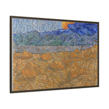 Landschap met korenschelven en opkomende maan (1889) by Vincent van Gogh - NOMADEN ART GALLERY