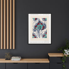 Botanical pochoir pattern in Art Nouveau oriental style