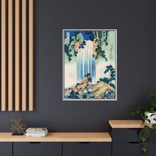 Cascada de Yoro en la provincia de Mino, de Katsushika Hokusai (1760-1849), una ilustración tradicional japonesa en estilo Ukyio-e de dos viajeros mirando una cascada y otros viajeros descansando a un lado.