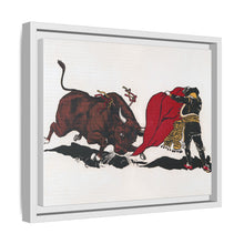 Matador and bull, aesthetic woodcut