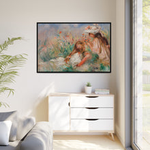 Mädchen im Gras arrangieren einen Blumenstrauß (Fillette couchée sur l'herbe et jeune fille arrangant un Bouquet) (1890) von Pierre-Auguste Renoir.