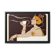 Poster showing woman holding up glass of coffee (Rajah brand) (1897) chromolithograph by Henri Meunier. - NOMADEN ART GALLERY