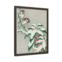 Sparrows on snowy berry bush (ca. 1900–1945) by Ohara Koson