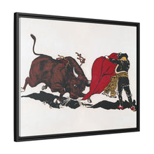 Matador and bull, aesthetic woodcut